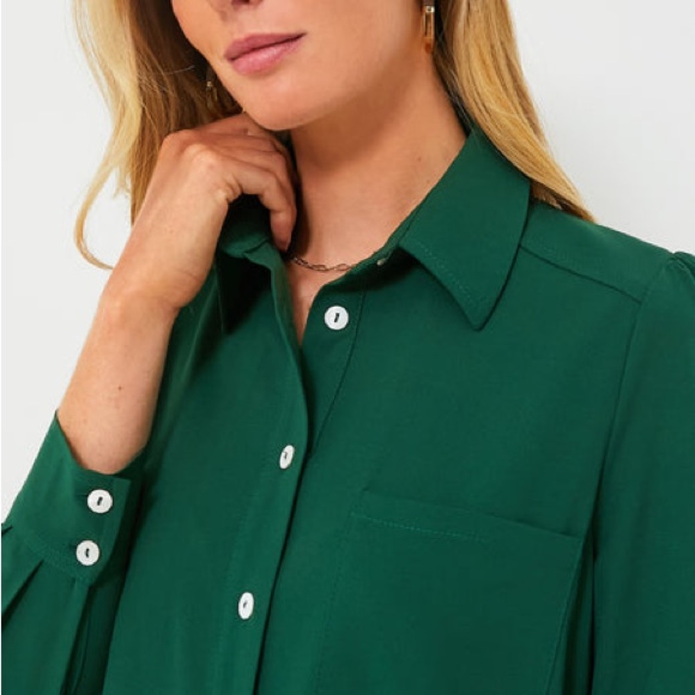 Tuckernuck Hunter Green Crepe Callahan Dress - Picture 5 of 15